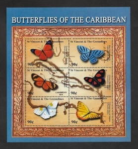 SD)2001 ST. VICENTE & GRENADINES  CARIBBEAN BUTTERFLIES, THEOPE EUDOCIA, CEPHEUP - Picture 1 of 1