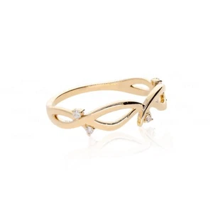 14K Gold 0.06 CT VS/F-G Diamond Leaf Floral Delicate Ring - The Jewelz - Picture 1 of 7