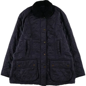 Barbour Quilting puffer Jacket Blouson Coat Men Size 14 Navy Blue Chin Strap - Picture 1 of 15