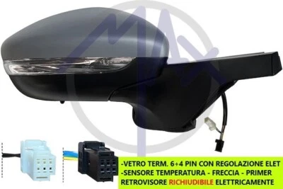 SPECCHIO SPECCHIETTO RETROVISORE ELETTRICO DX PER CITROEN C3 2016 E 2018 IN POI - Immagine 1 di 4