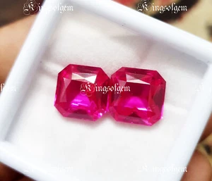 Certified 11 to 12 Ct 2 PC Natural Pink Sapphire Square Loose Gemstone - Picture 1 of 5