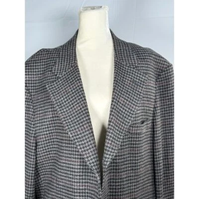 Chaqueta Blazer Pata de Gallo De Colección Para Hombres 44R Gris Mezcla Lana de Cordero Ecléctica Abuelo Foto 1 de 4