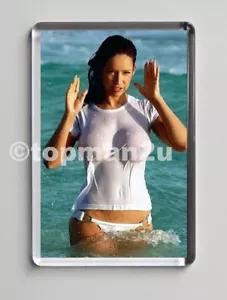 New, Quality Fridge Magnet, Sexy Glamour Model in Wet Tee Shirt, Big Boobs - Picture 1 of 2