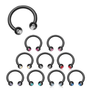 Midnight Gem Horseshoe Belly Rings - Picture 1 of 11