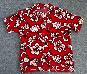 Hibiscus Collection Hawaiian Shirt Red Black White Kids Youth Boys size 8 - Picture 1 of 5