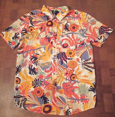Volcom abstract psychedelic floral button-front Hawaiian shirt MEDIUM or XS - Image 1 of 4