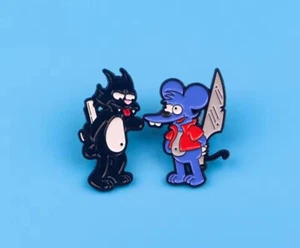 The Simpsons Characters Itchy & Scratchy Enamel Pins/Badges - Picture 1 of 5