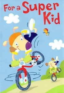 Fun BIRTHDAY Card FOR A SUPER KID, Cartoon Dog Bike by American Greetings + ✉ - Picture 1 of 4