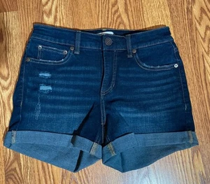 Lauren Conrad Denim Shorts Womens Sz 2 Blue Stretch Cuff Short Boyfriend - Picture 1 of 13