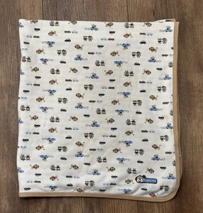 Carter’s Babydecke Hund Gone süße Tiere Autos blau hellbraun Streifen Baumwolle - Bild 1 von 5