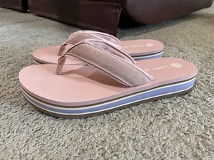 Sandalo infradito Tory Burch anni 70 flatform polveroso lavanda scamosciato donna taglia 8 - Foto 1 di 7