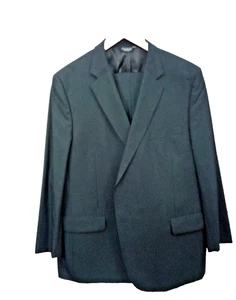 Jos A Bank 2 Stück Schwarzer Anzug 52P R 100% Wolle Plissee verstellbar 44-46" Taille - Bild 1 von 17