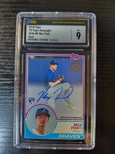 Topps Max Fried RC 1983 2018 Topps Auto Black/99 #83A-MF CGC 9 Braves - Imagen 1 de 2