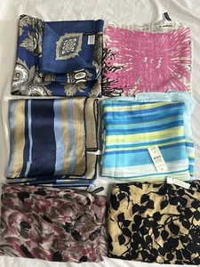 Talbots Lot Of 6 Colorful Scarves Assorted Mixed Sizes - Picture 1 of 8