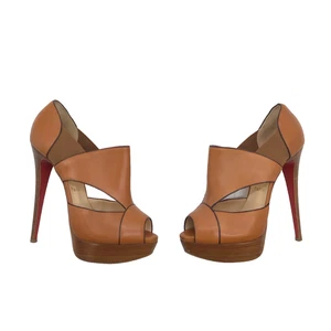 Christian Louboutin Pitou Heels – Brown Calfskin, Size 38.5 EU - Picture 1 of 8