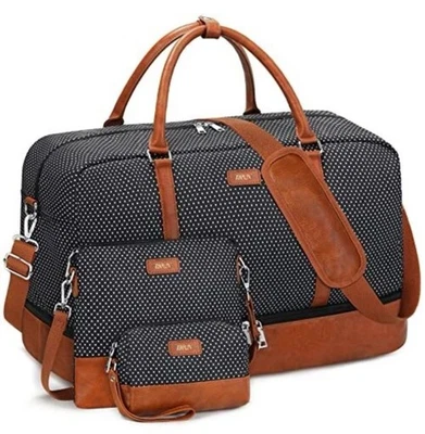 BOLSAS DE FIN DE SEMANA 3 piezas compartimento para zapatos azul marino blanco lunares IBFUN NUEVO SIN ETIQUETAS Foto 1 de 4