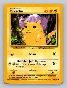 Pikachu 58/102 Common Pokemon TCG WOTC Unlimited Base Set Light Play LP - Bild 1 von 2