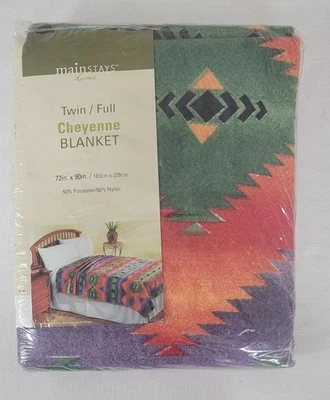 Vintage Mainstays Home Aztec CHEYENNE BLANKET Twin/Full 72”x90” NEW Made In USA - Image 1 of 4