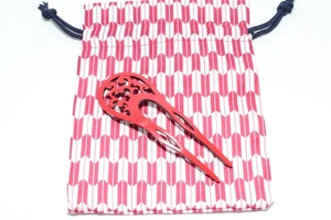 Kimono Horquilla Japonesa Peine Antiguo KANZASHI Rojo - Imagen 1 de 4