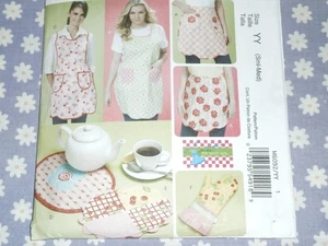 McCALL'S 6092 MISSES FULL & HALF APRONS TRIVETS & MITT PATTERN-UNCUT-8-14 - Picture 1 of 4