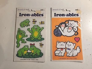 Vintage Scratch & Sniff Iron-Ables Unopened 2 Packages Frogs Cats - Picture 1 of 4