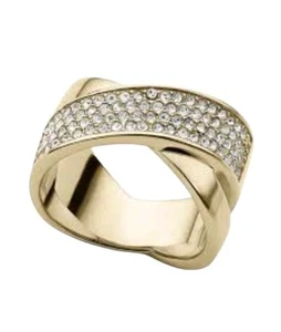 NWT Michael Kors Criss Cross Pave Brilliance Ring Size 8 NEW - Picture 1 of 7