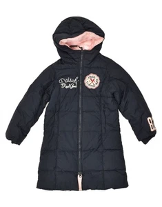 BENETTON Girls Graphic Hooded Padded Coat 3-4 Years XS Navy Blue Polyamide BJ97 - Picture 1 of 4