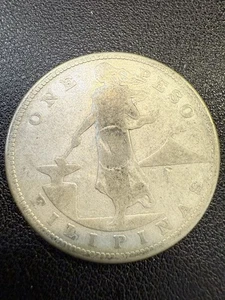 1908 - S  Philippines Peso ,  nice  silver coin 1 G0020 - Picture 1 of 2