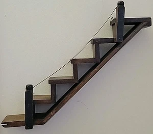Vtg Wooden Staircase Floating Wall Shelf Display Knick Knack Trinkets MCM READ - Picture 1 of 24