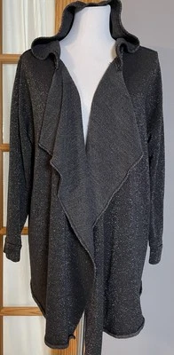 Cárdigan Cortina Juicy Couture Años 90 Mujer’s 2X Frente Abierto Metálico Negro Cachicho Foto 1 de 4