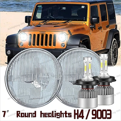 Faro LED redondo de 7 pulgadas haz alto/bajo para Jeep Wrangler JK TJ LJ CJ Foto 1 de 4