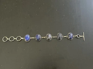 Vintage Lapislazuli Sterlingsilber Armband 8" verstellbar 23,25 Gramm - Bild 1 von 6
