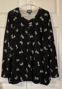 Lands End Women’s Supima Cotton Cardigan Sweater Black Cream Floral - Size 3X - Picture 1 of 5