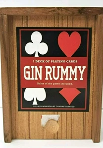 Gin Rummy 1 Deck of Cards in Wood Box NEW 2014 - Picture 1 of 11