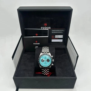2025 Fully Sticker Tudor Black Bay 79360N 41mm Steel Flamingo Blue Dial Watch - Picture 1 of 11