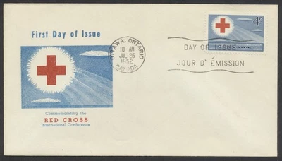 1952 #317 Cruz Roja FDC LithoArt Cachet Ottawa Foto 1 de 2