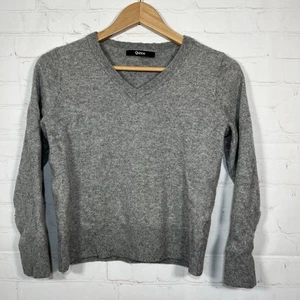 Maglione donna Quince cashmere cropped grigio medio scollo a V pullover leggero - Foto 1 di 9