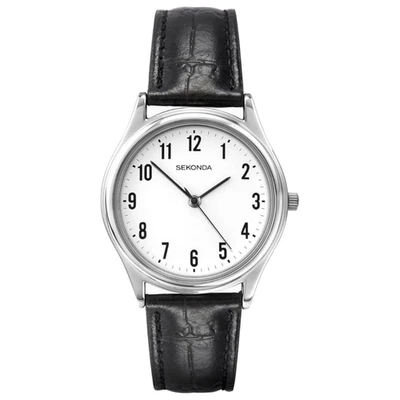 Sekonda Evans Hombre 40mm Clásico Reloj Cuarzo Correa Cuero Negro Analógico Nuevo Foto 1 de 4