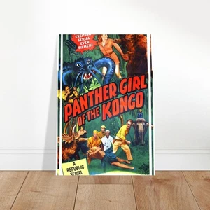 Póster de película de terror de la selva de colección - Arte cinematográfico retro Panther Girl of the Kongo - Imagen 1 de 9