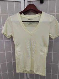 Women’s Roxy T-Shirt  Casual Graphic Short Sleeve Shirt Size S yellow - Picture 1 of 2