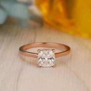 Diamond Engagement Ring in 14k Rose Gold 1CT Cushion Cut IGI Certified Lab Grown - Picture 1 of 9