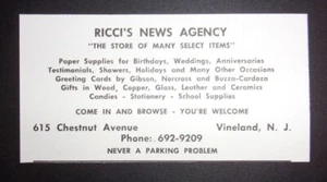 1963 Ricci's Nachrichtenagentur Werbung Vineland, NJ - Bild 1 von 1