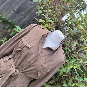 Giacca Savannah 100% seta utility esercito militare safari kaki cintura UK 14 - Foto 1 di 20
