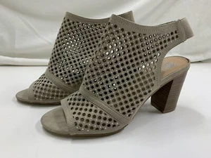 SM New York Women's Size 7.5 Dezzie Heeled Sandal Taupe Studded Block Heel - Picture 1 of 8