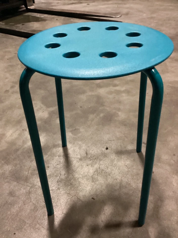 IKEA MARIUS Stool, Blue 17 3/4" Alloy Steel Kitchen Bar Dining Stackable Stool - Image 1 of 4