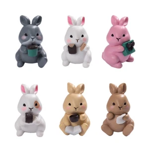 6Pcs Mini Rabbit Figurines Garden Model Car Ornaments Micro Landscape Decor - Zdjęcie 1 z 12
