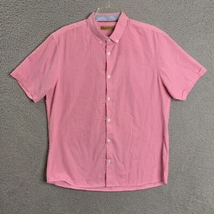 Cigar Box Button Up Shirt Mens Large Pink Plaid Short Sleeve Cotton Poly Casual - Picture 1 of 8
