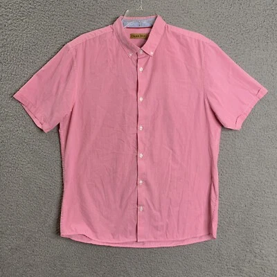 Cigar Box Button Up Shirt Mens Large Pink Plaid Short Sleeve Cotton Poly Casual - Изображение 1 из 4