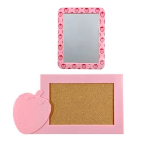 Magnetic Locker Organizer Accessories Strawberry Mirror and Corkboard - Picture 1 of 9