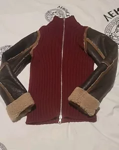 Amazing Dsquared2 gerippter Lammfellpullover/Strickjacke/Jacke Etikett 54 Medium - Bild 1 von 11